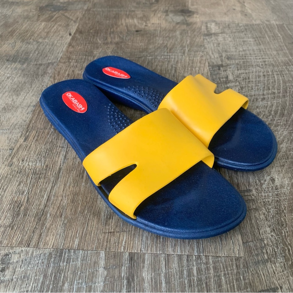 Okabashi Durable Comfort Slide Sandals Blue & Yellow